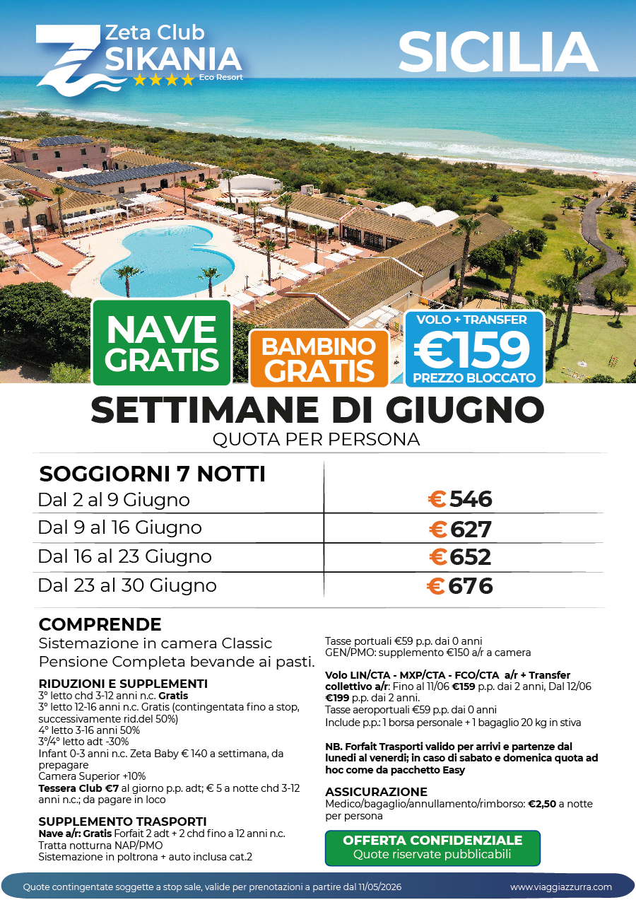 SETTIMANE DI GIUGNO - Zeta Club Sikania