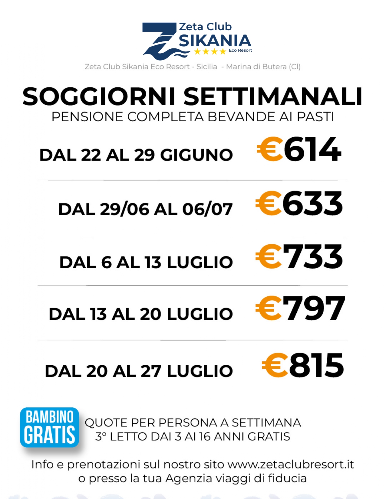 Promo shock soggiorni settimanali - Zeta club sikania eco resort