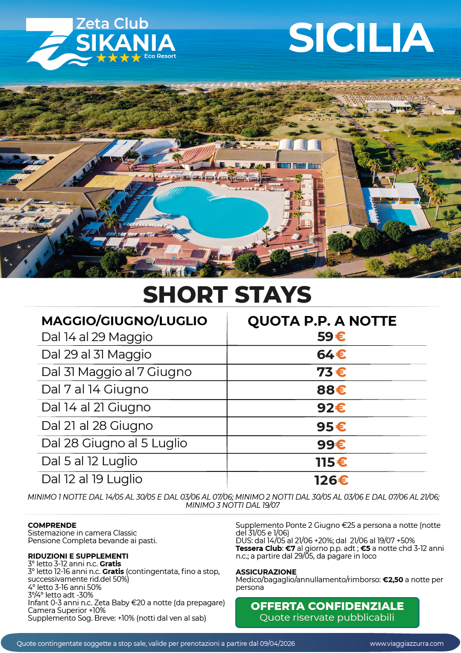 SOGGIORNI BREVI DI PRIMAVERA - ZETA CLUB SIKANIA