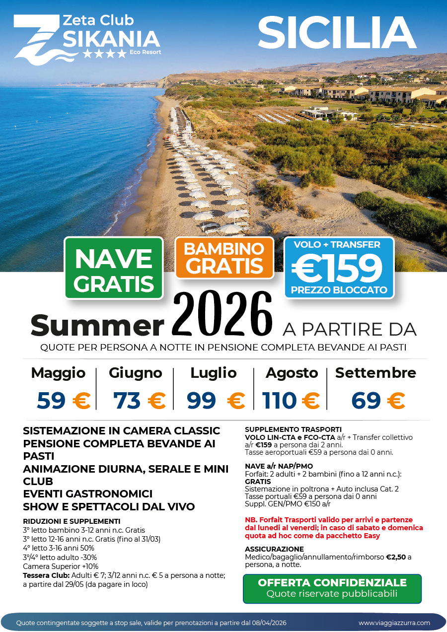 Zeta Club SIKANIA - Summer 2026 Quote a partire DA