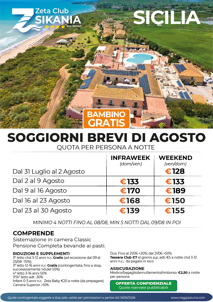 SOGGIORNI BREVI DI AGOSTO - Zeta Club Sikania 