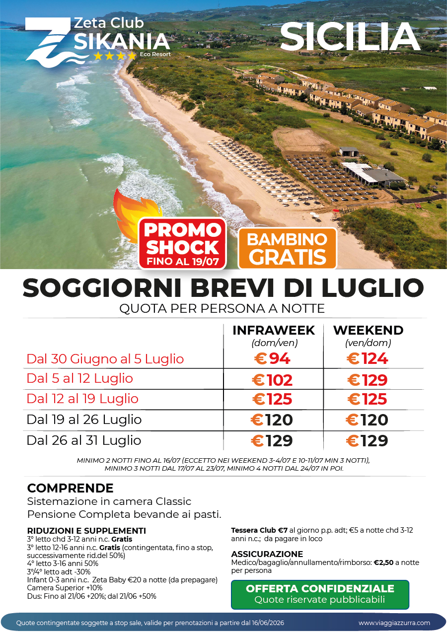 SOGGIORNI BREVI DI LUGLIO - Zeta Club Sikania