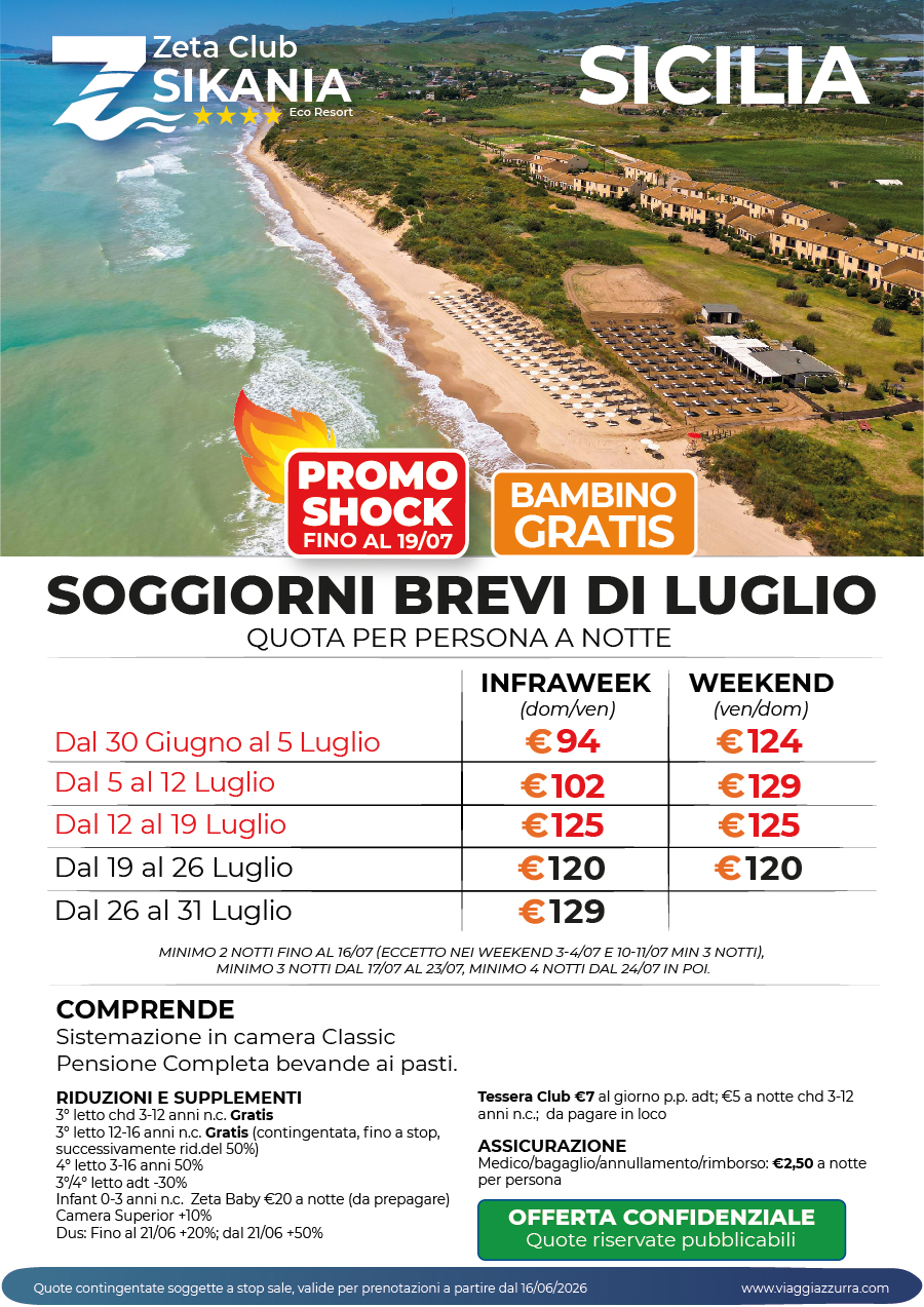 SOGGIORNI BREVI DI LUGLIO - Zeta Club Sikania