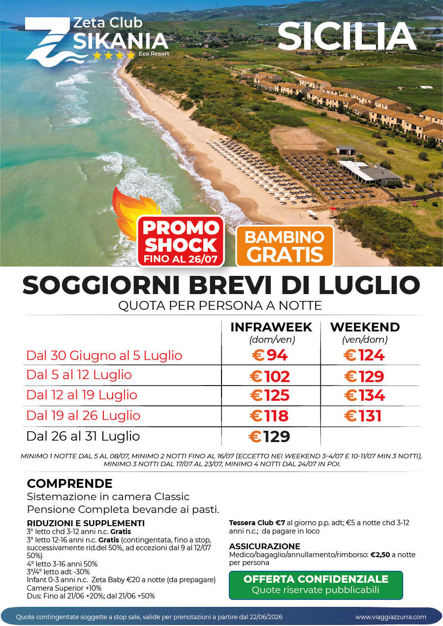 SOGGIORNI BREVI DI LUGLIO - Zeta Club Sikania