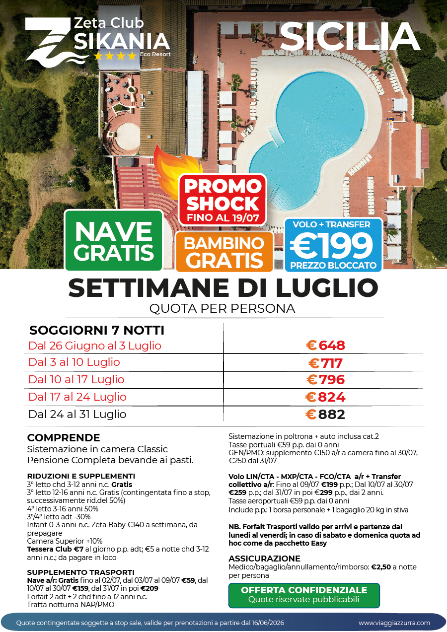 SETTIMANE LUGLIO - Zeta Club Sikania Eco Resort