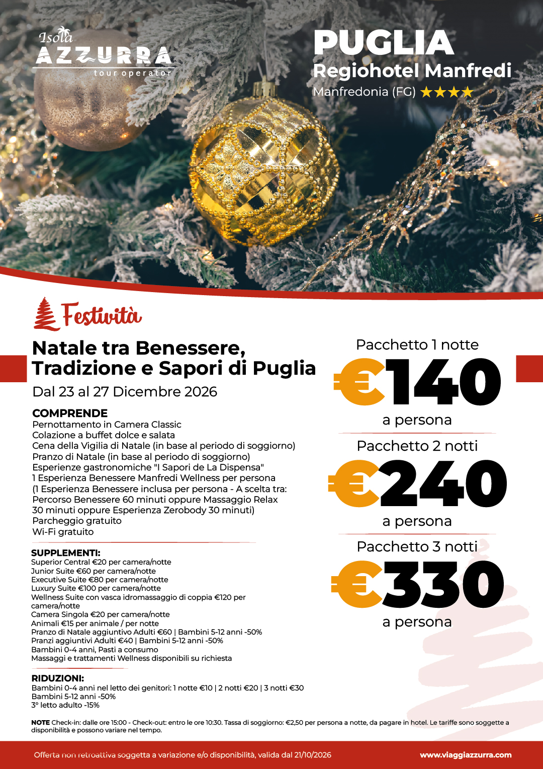 Regiohotel Manfredi - Natale tra Benessere, Tradizione e Sapori di Puglia