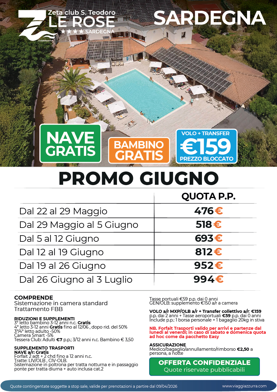 PROMO GIUGNO- ZETA CLUB SAN TEODORO LE ROSE