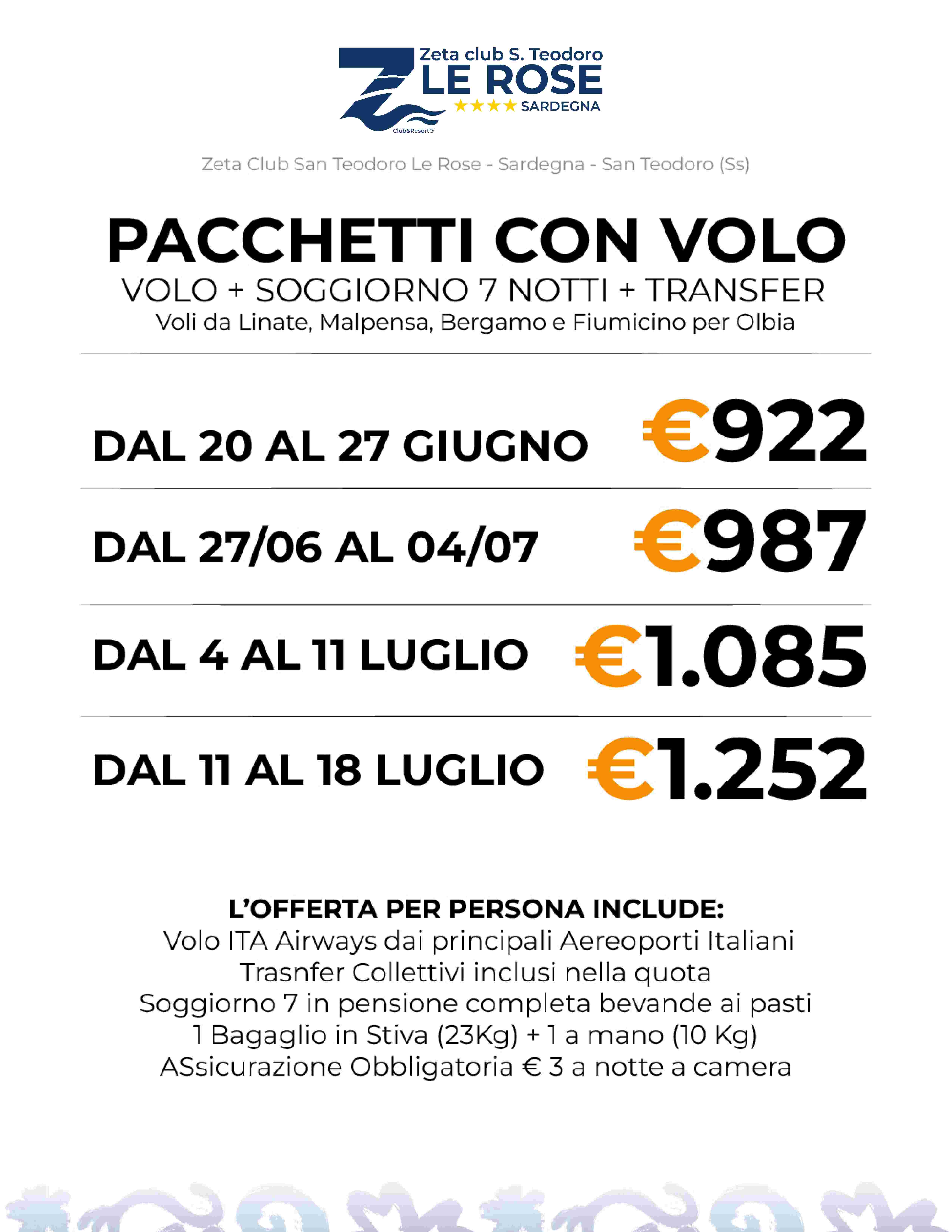 Promo shock con volo - Zeta club san teodoro le rose