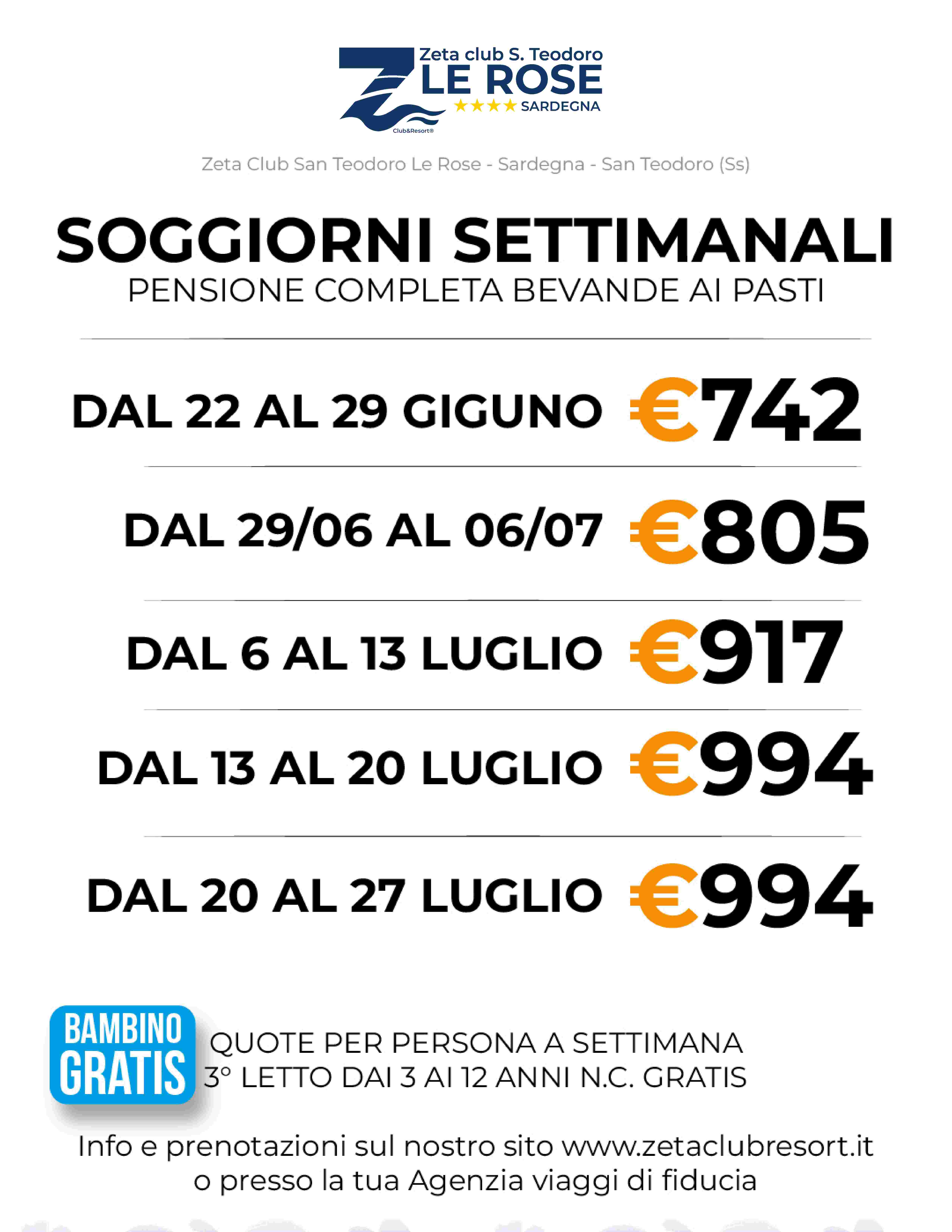 Promo shock soggiorni settimanali - Zeta club san teodoro le rose