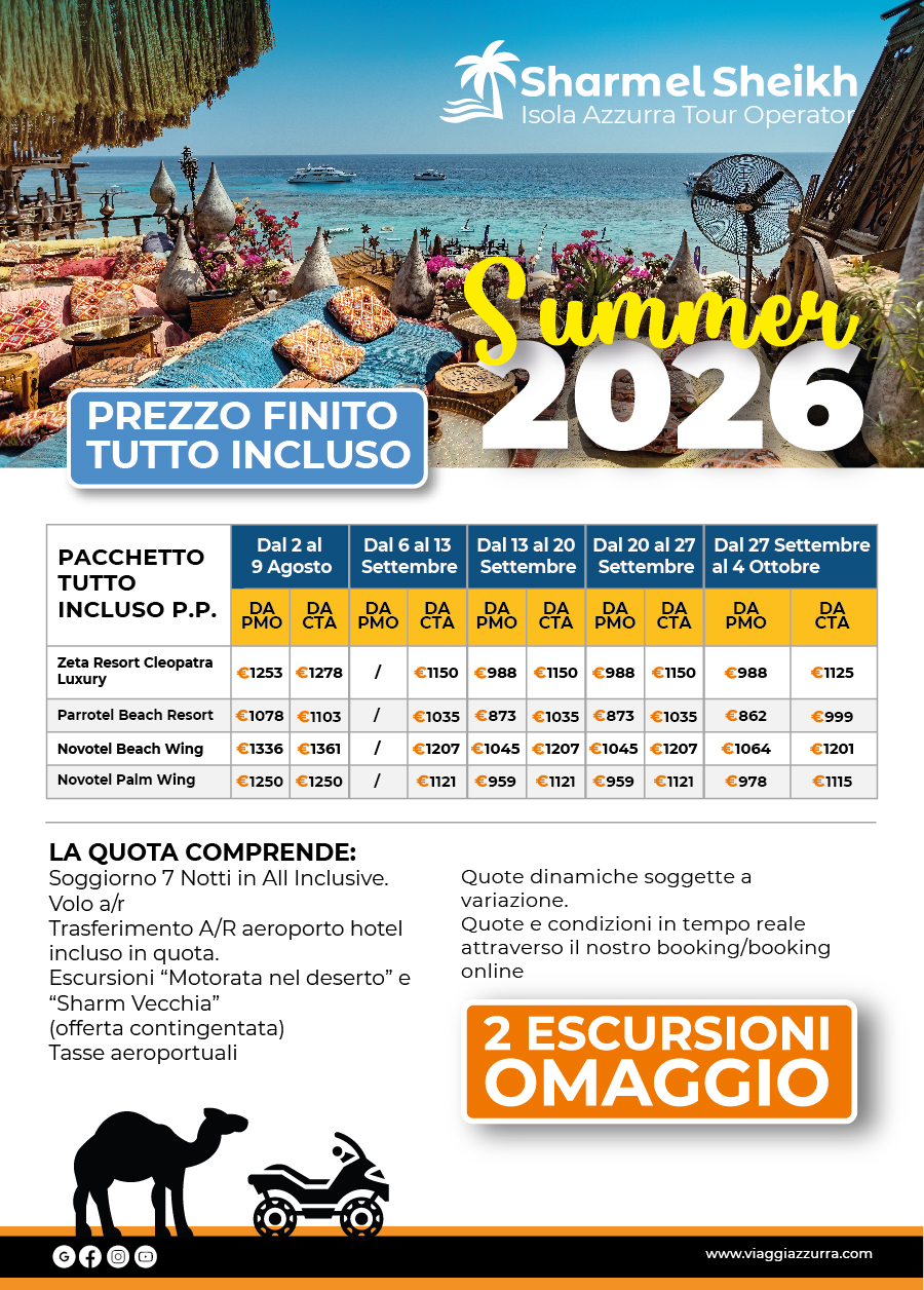 Copia di SUMMER SHARM 2026 - Sharm El Sheikh - Partenze PALERMO e CATANIA