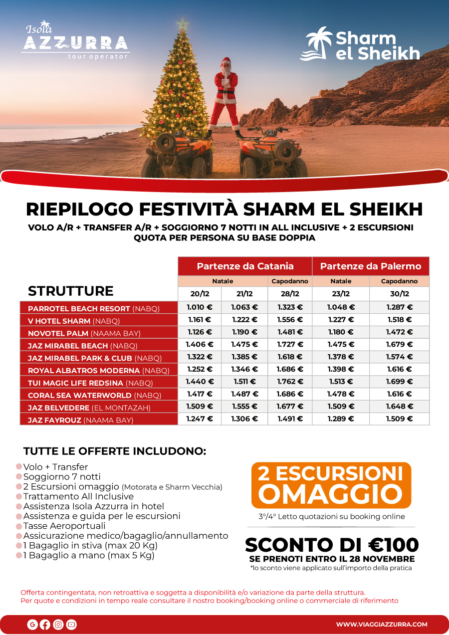 Festività a Sharm El Shiekh - Napoli, Catania e Palermo