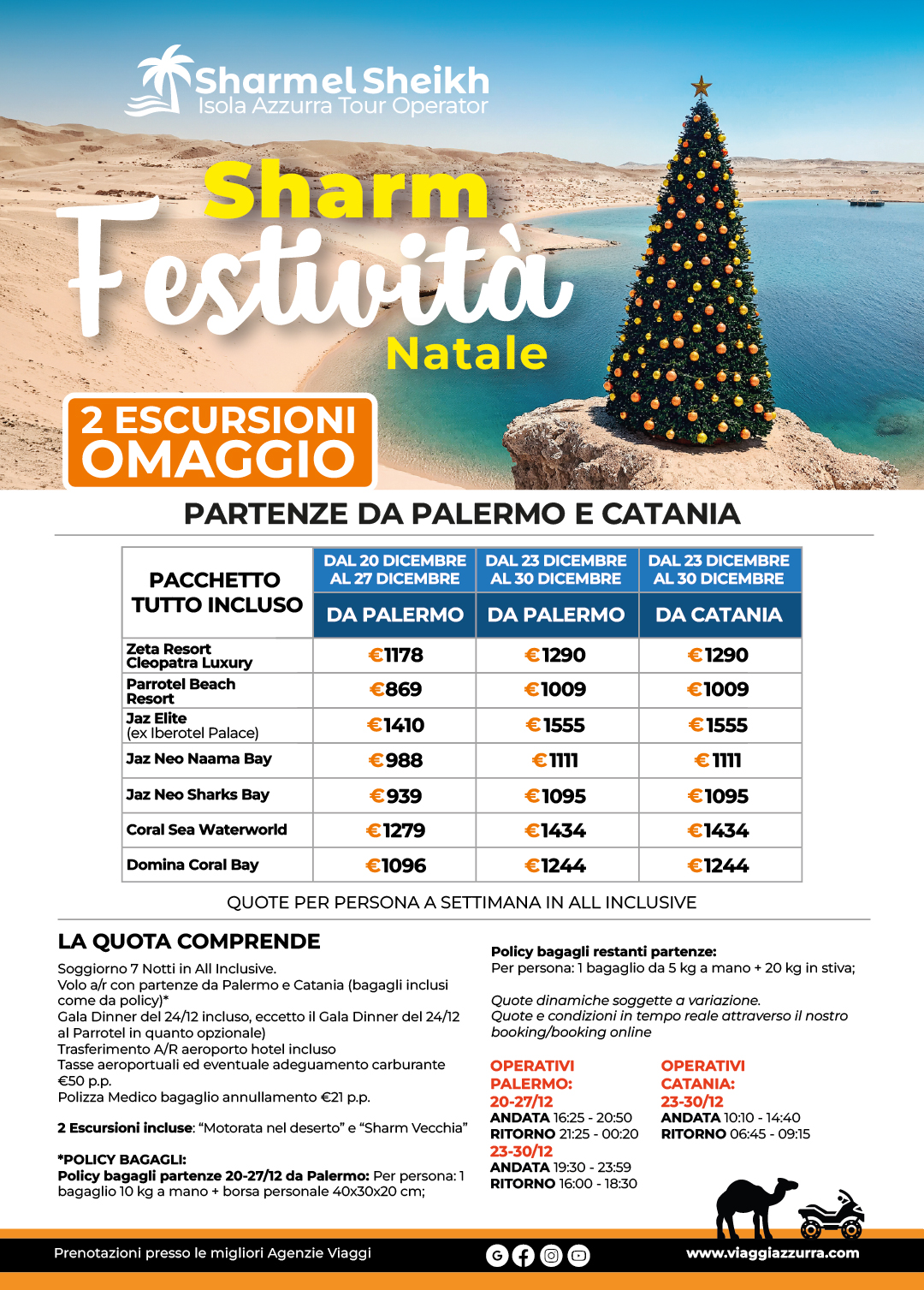 SHARM FESTIVITA | NATALE - Partenze da Palermo e Catania