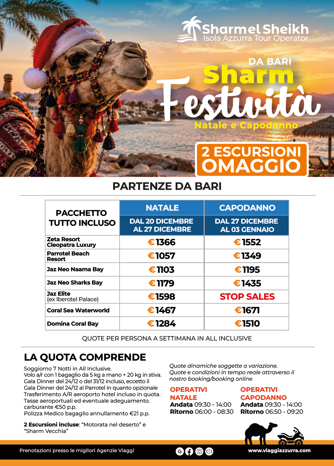SHARM FESTIVITA | NATALE E CAPODANNO - Partenze da Bari