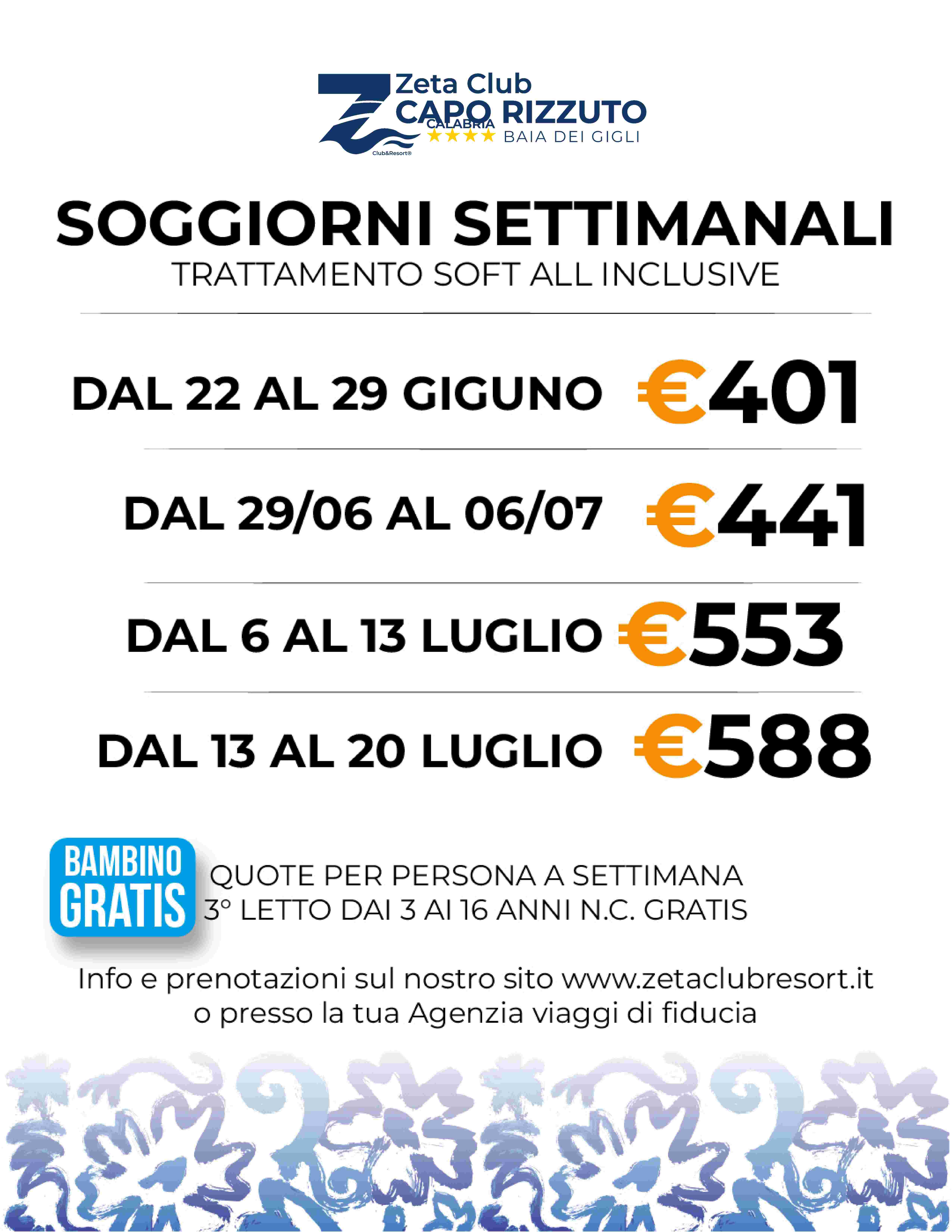 Promo shock soggiorni settimanali - Zeta club capo rizzuto
