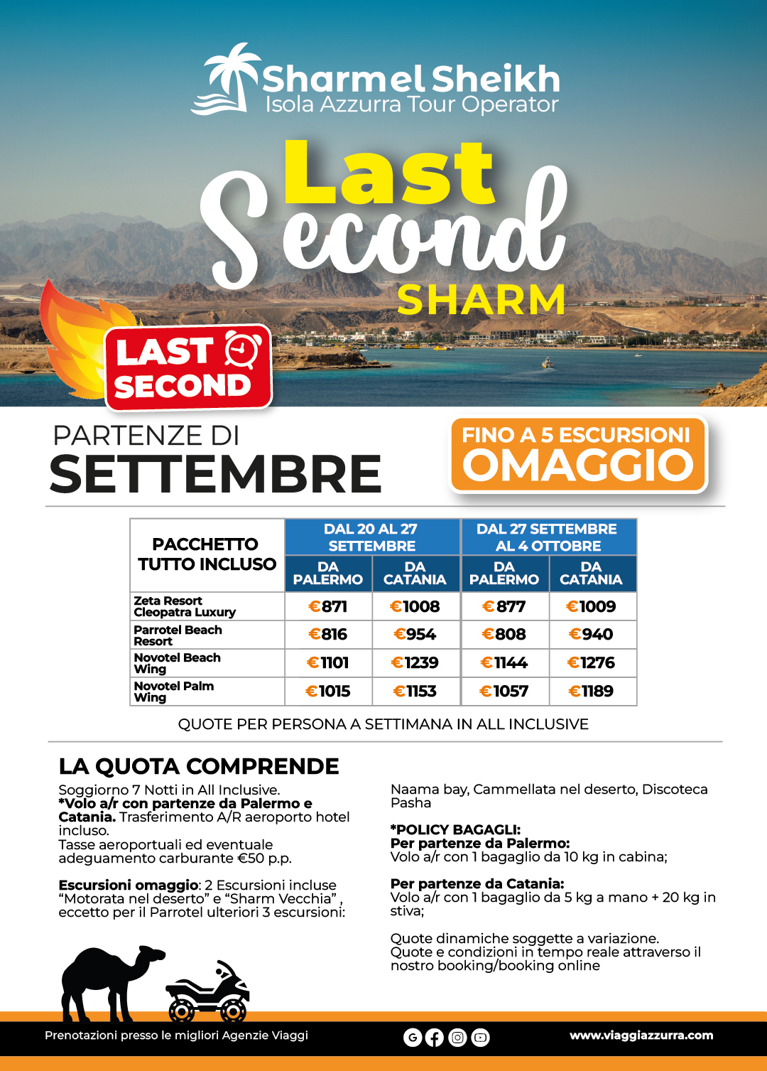LAST SECOND SHARM - PARTENZE DI SETTEMBRE
