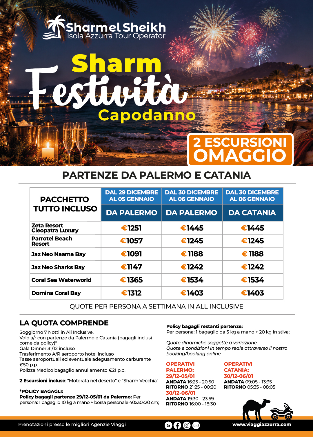 SHARM FESTIVITA | CAPODANNO - Partenze da Palermo e Catania