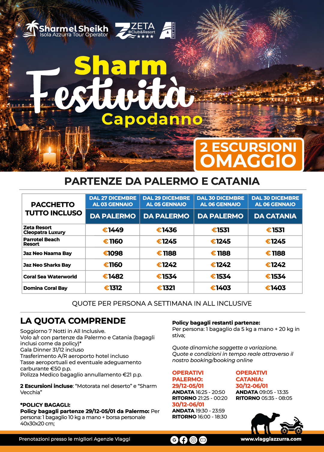 SHARM FESTIVITA | CAPODANNO - Partenze da Palermo e Catania