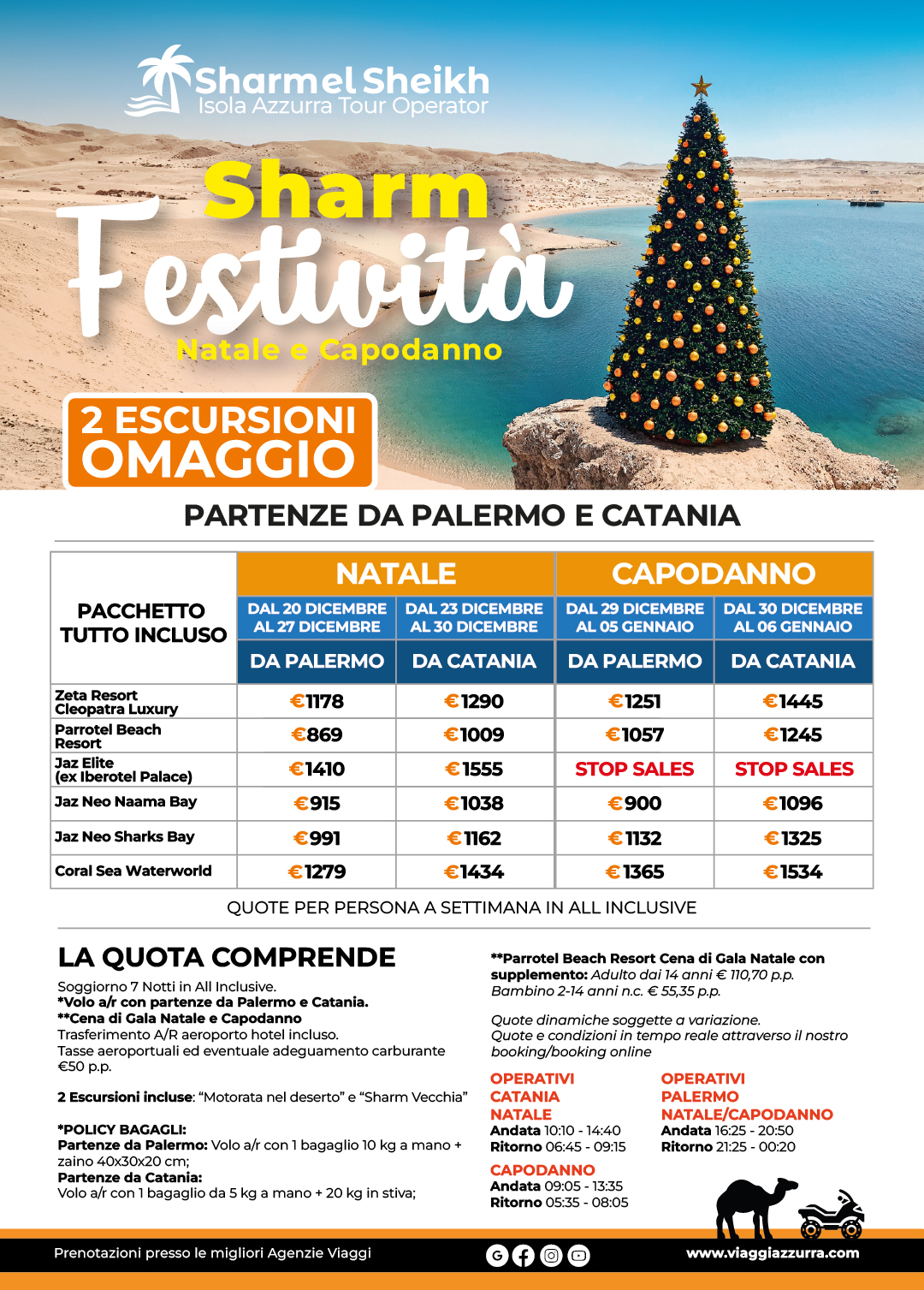 SHARM FESTIVITA | NATALE E CAPODANNO - Partenze da Palermo e Catania