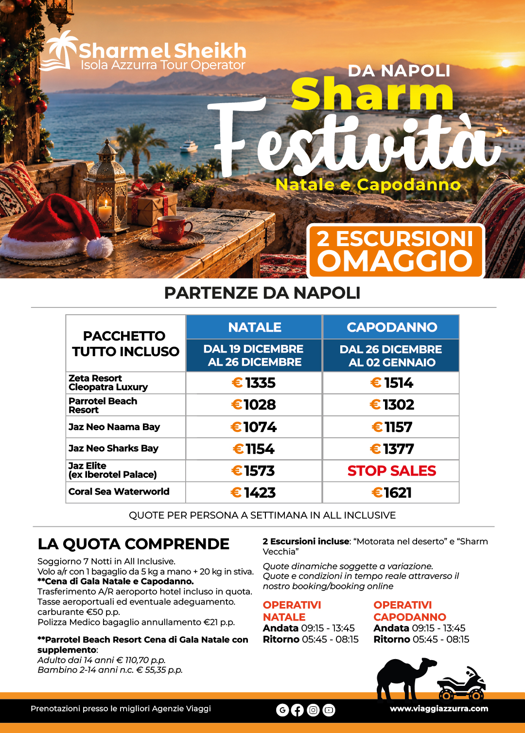 SHARM FESTIVITA | NATALE E CAPODANNO - Partenze da Napoli