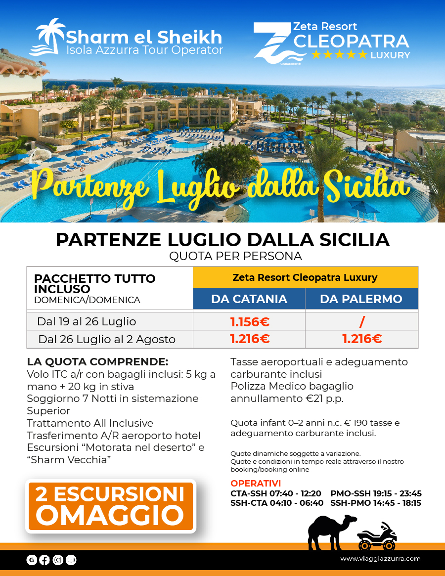 PARTENZE LUGLIO DALLA SICILIA - Zeta Resort Cleopatra Luxury | Sharm El Sheikh
