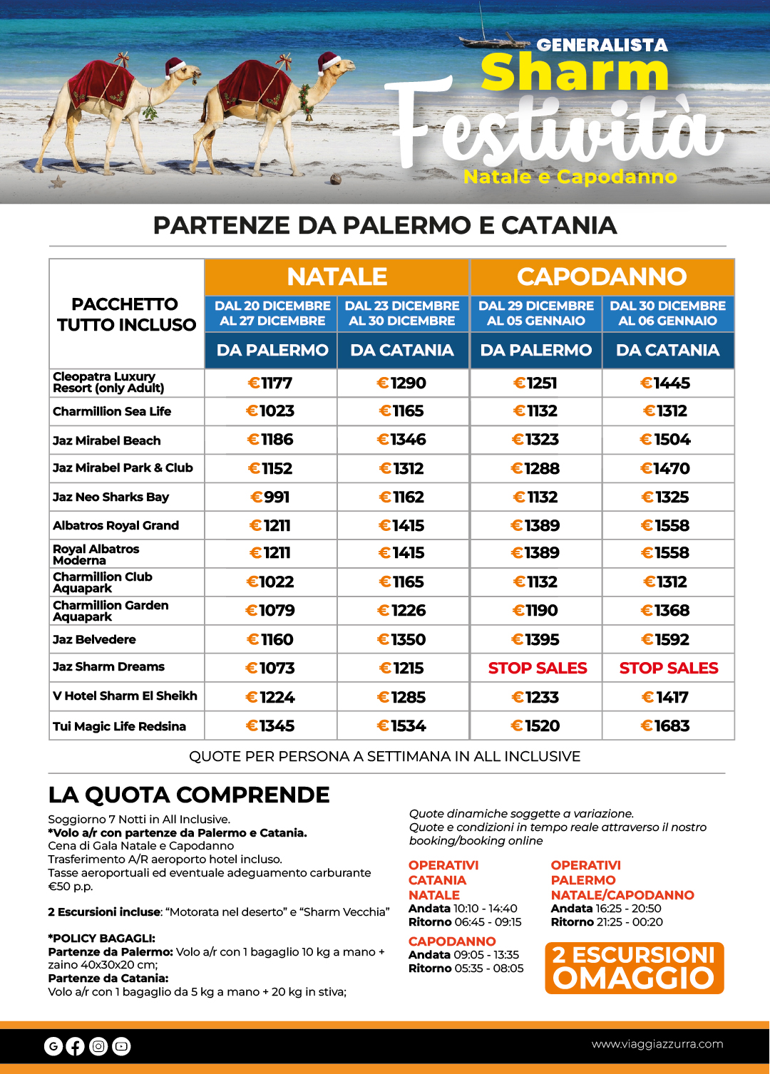 SHARM FESTIVITA GENERALISTA | NATALE E CAPODANNO - Partenze da Palermo e Catania