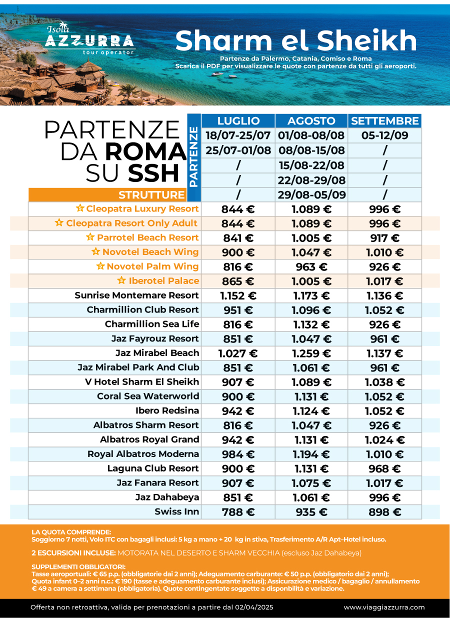 Sharm Partenze da Roma
