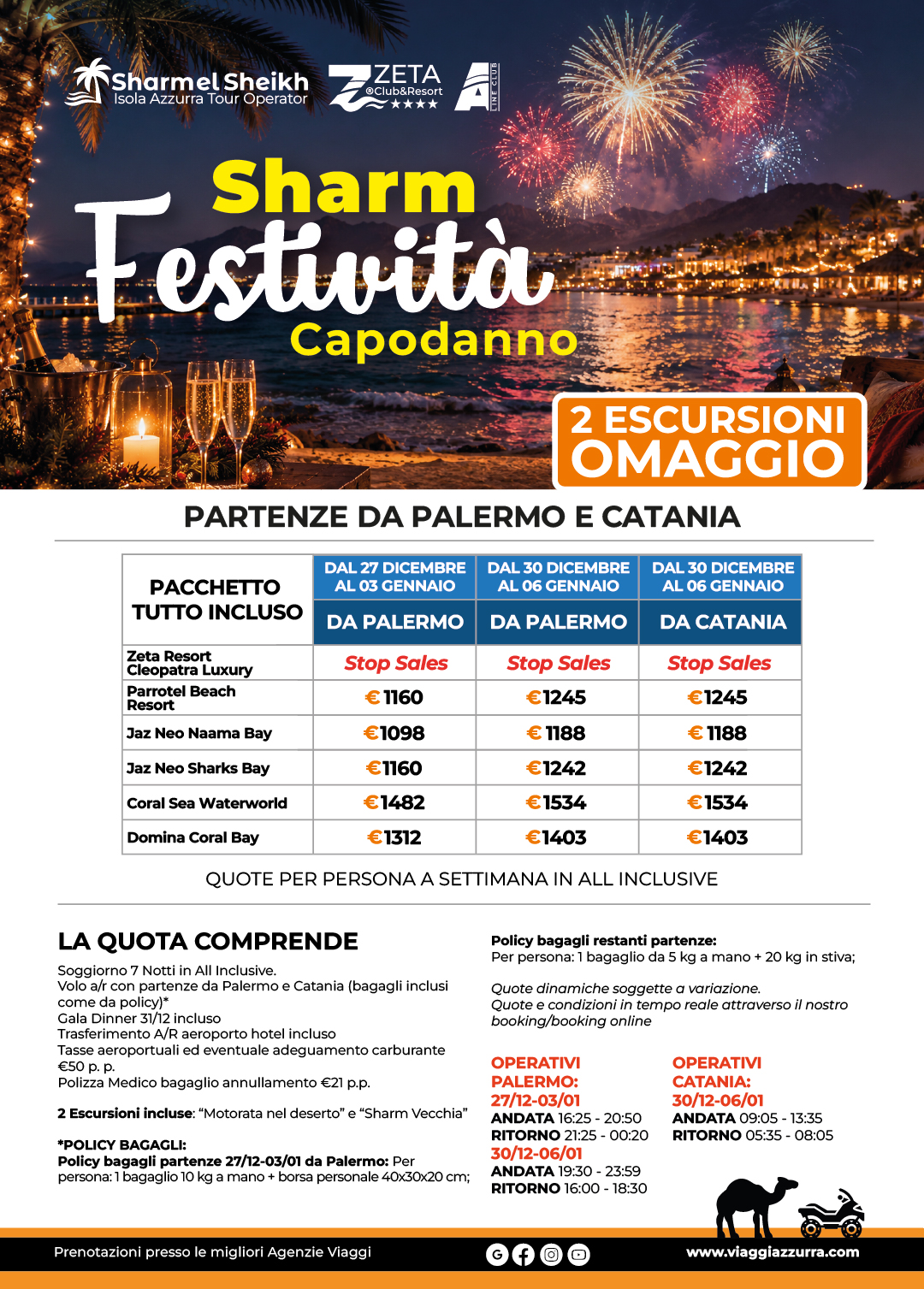 SHARM FESTIVITA | CAPODANNO - Partenze da Palermo e Catania