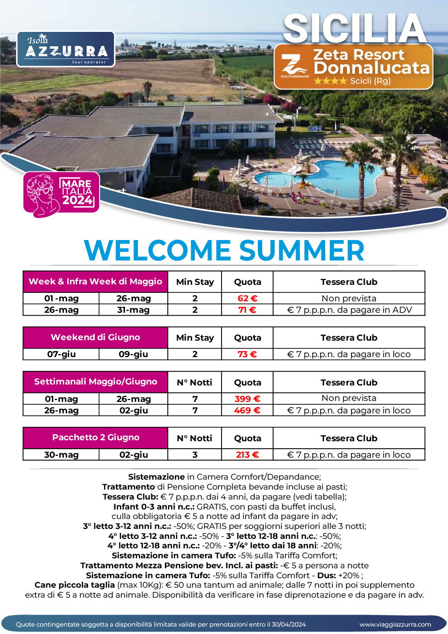 Welcome Summer Zeta Resort Donnalucata