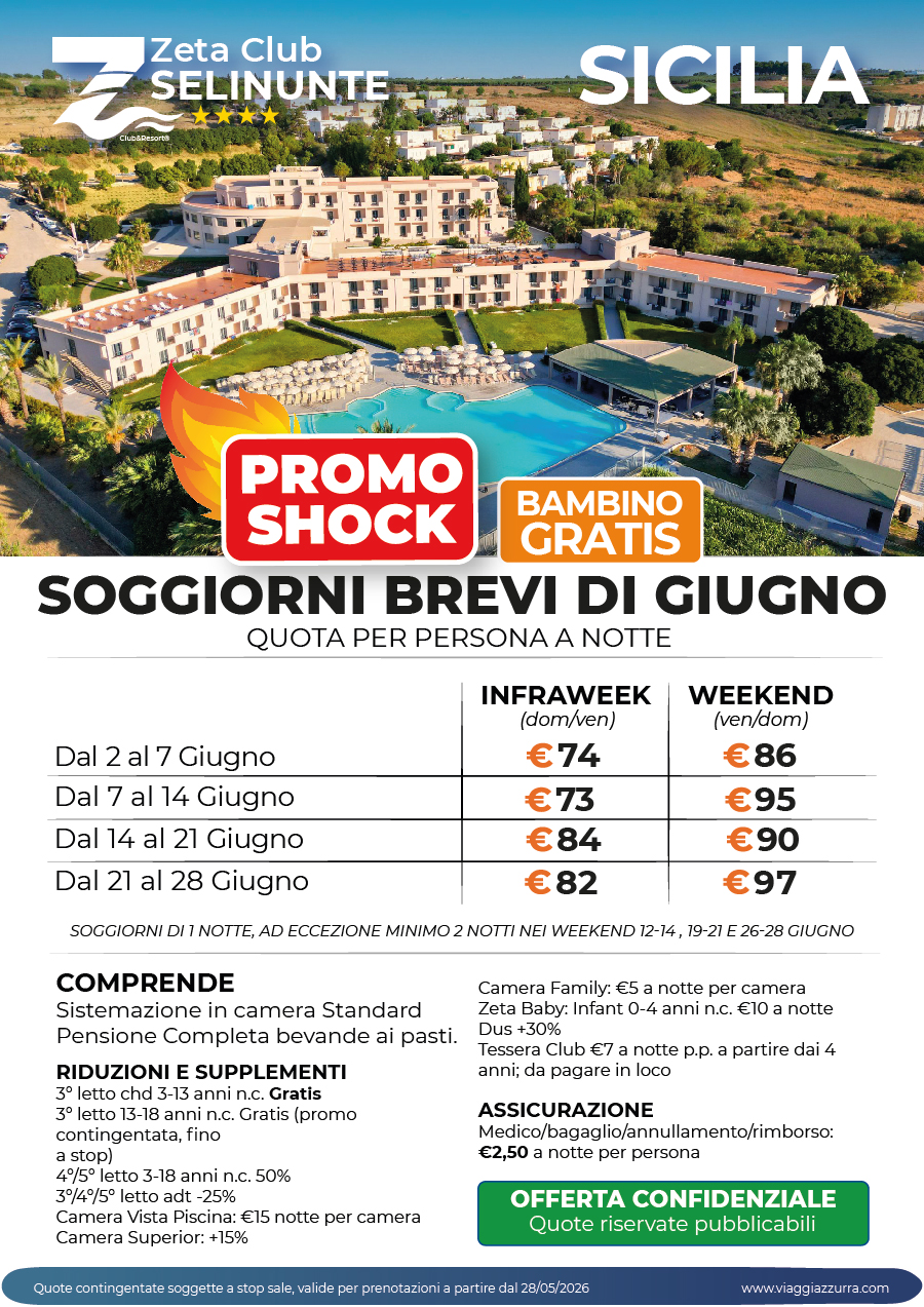 PROMO SHOCK SOGGIORNI BREVI DI GIUGNO - Zeta Club Selinunte