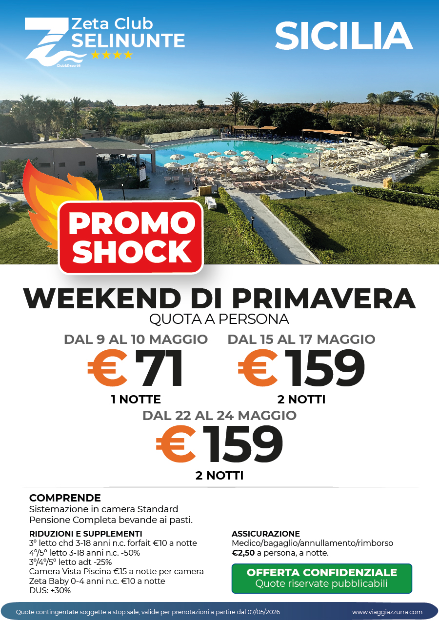 PROMO SHOCK (Weekend di Primavera) - ZETA CLUB SELINUNTE