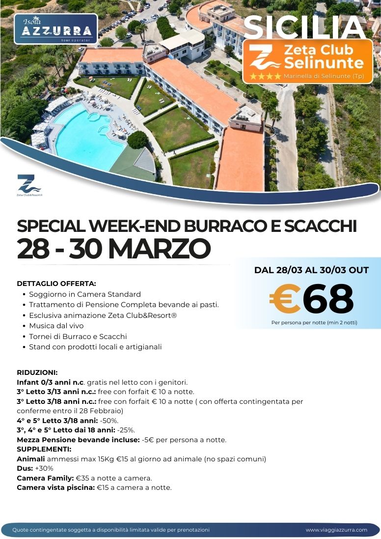 SPECIAL WEEK-END BURRACO E SCACCHI