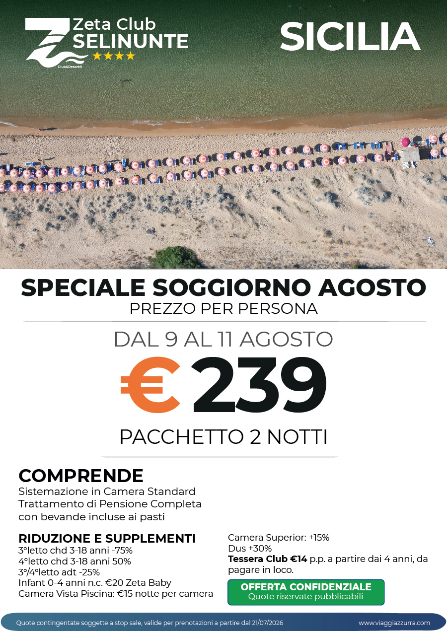 SPECIALE SOGGIORNO AGOSTO - Zeta Club Selinunte