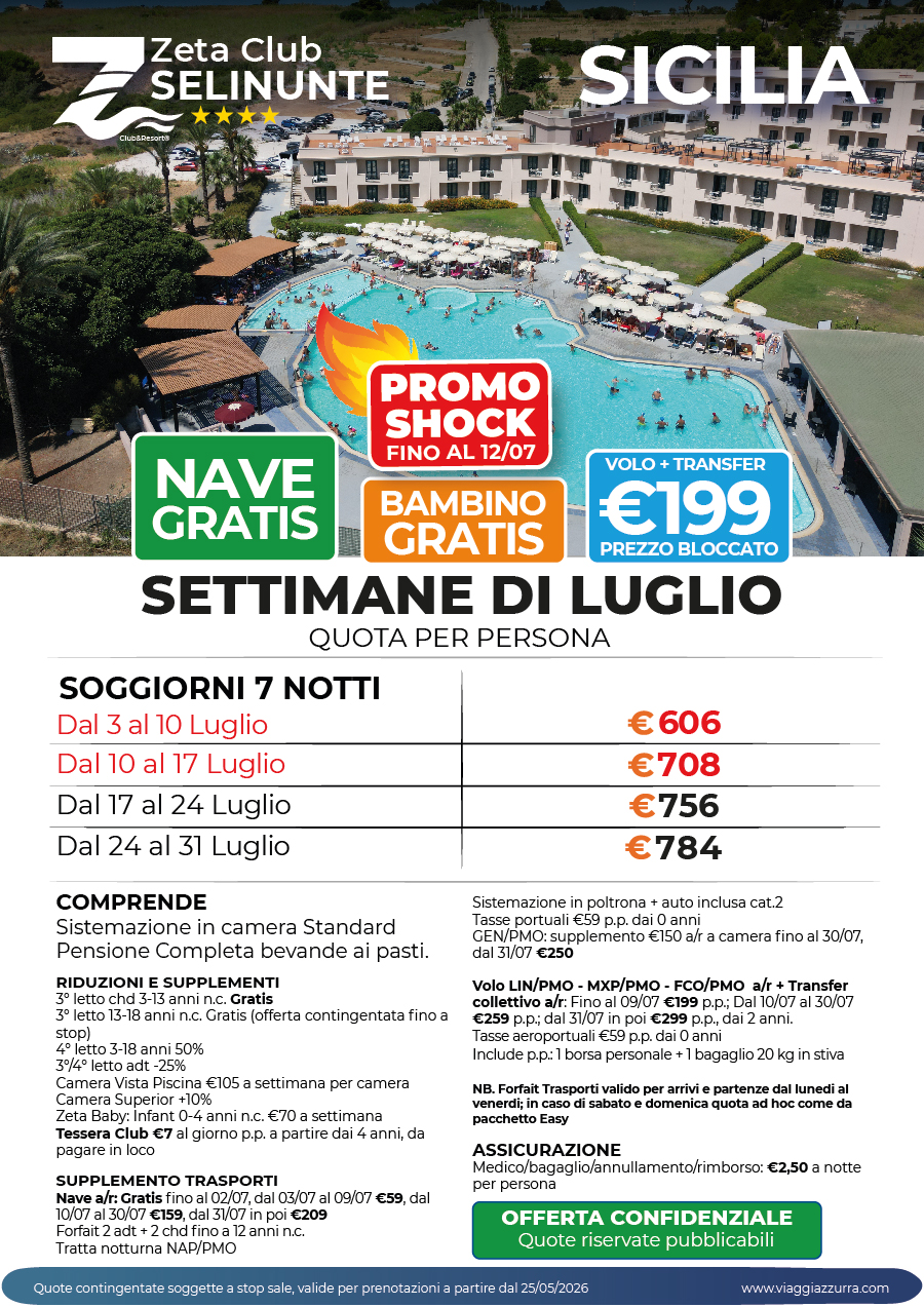 PROMO SHOCK | SETTIMANE LUGLIO - Zeta Club Selinunte