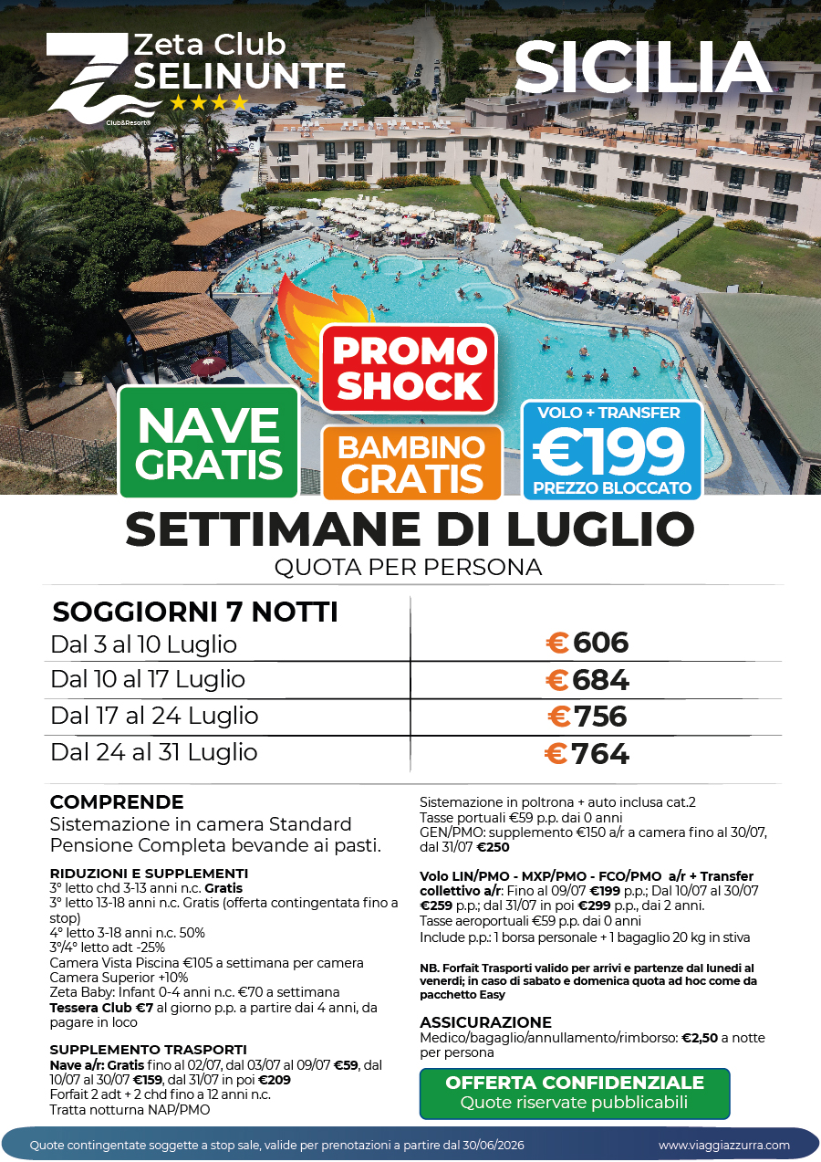 PROMO SHOCK | SETTIMANE LUGLIO - Zeta Club Selinunte