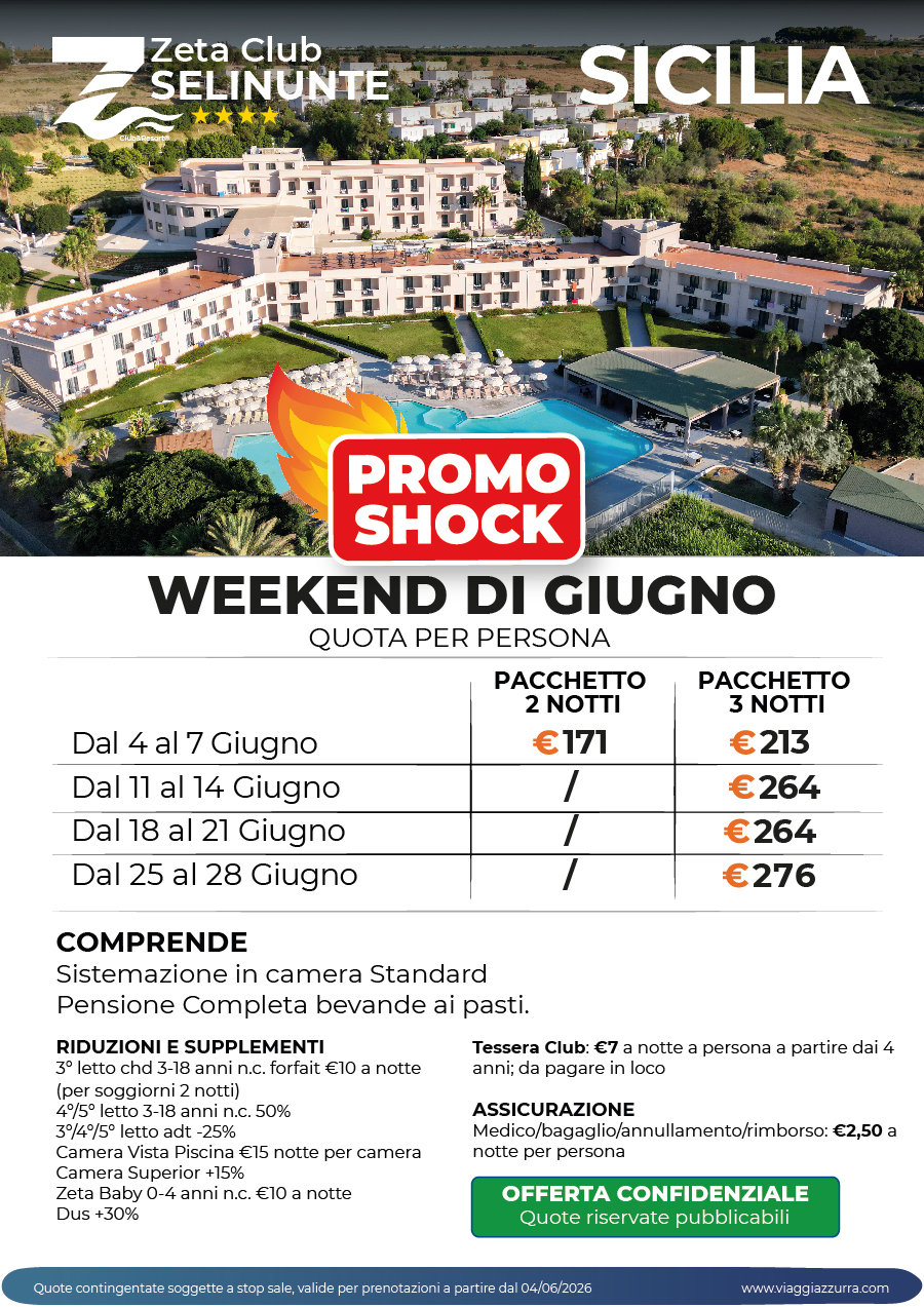 PROMO SHOCK WEEKEND DI GIUGNO - Zeta Club Selinunte