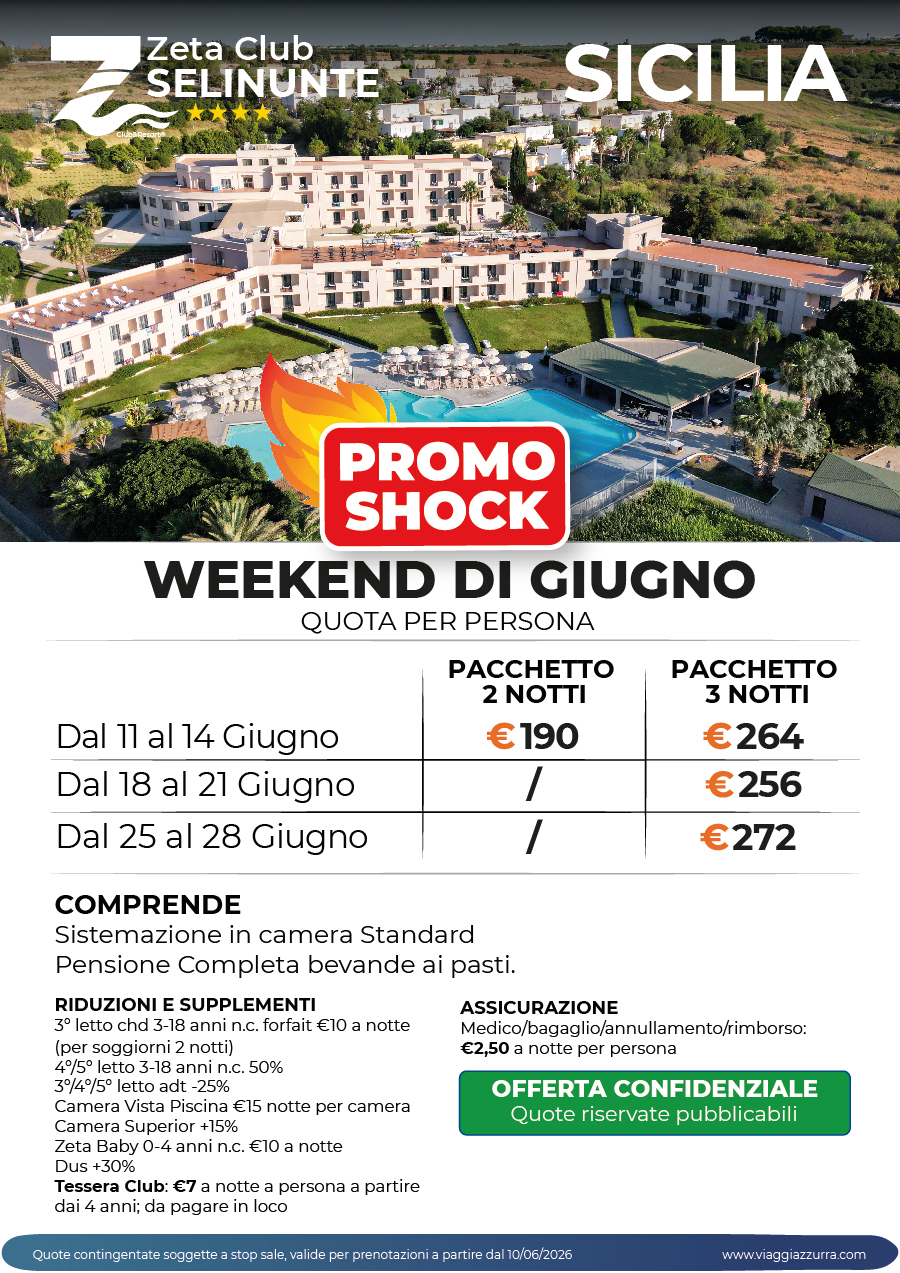 PROMO SHOCK WEEKEND DI GIUGNO - Zeta Club Selinunte