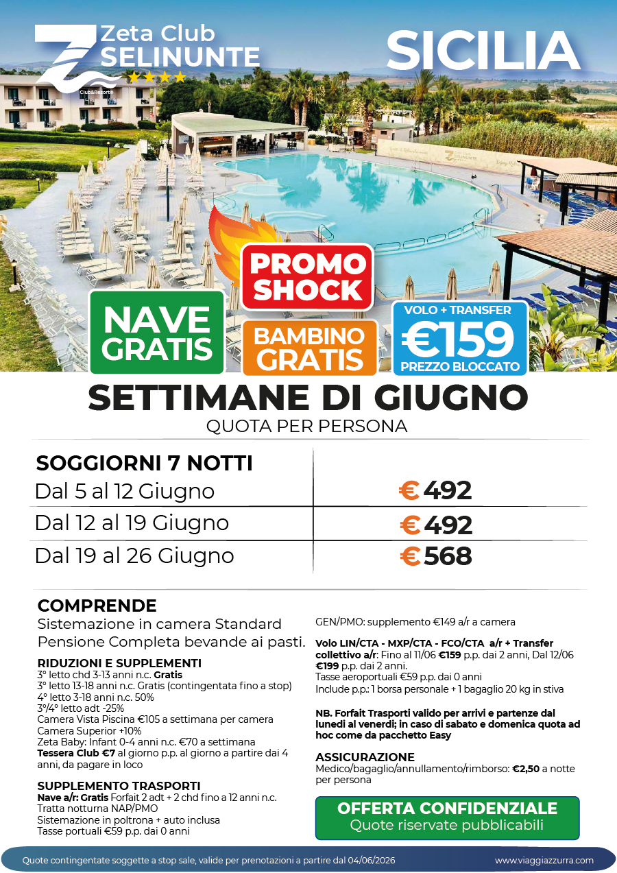 PROMO SHOCK SETTIMANE DI GIUGNO - Zeta Club Selinunte
