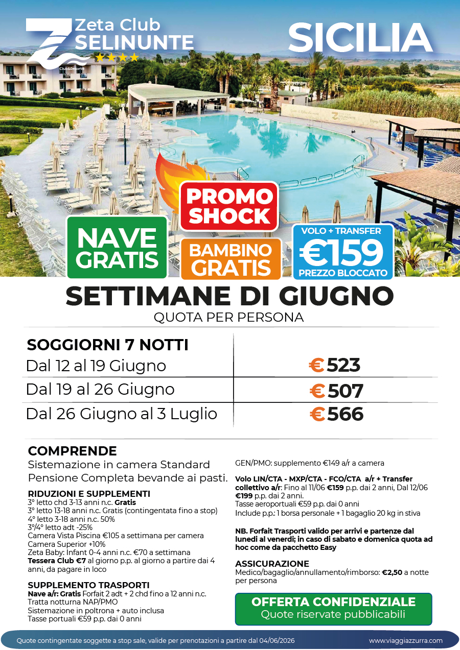 PROMO SHOCK SETTIMANE DI GIUGNO - Zeta Club Selinunte