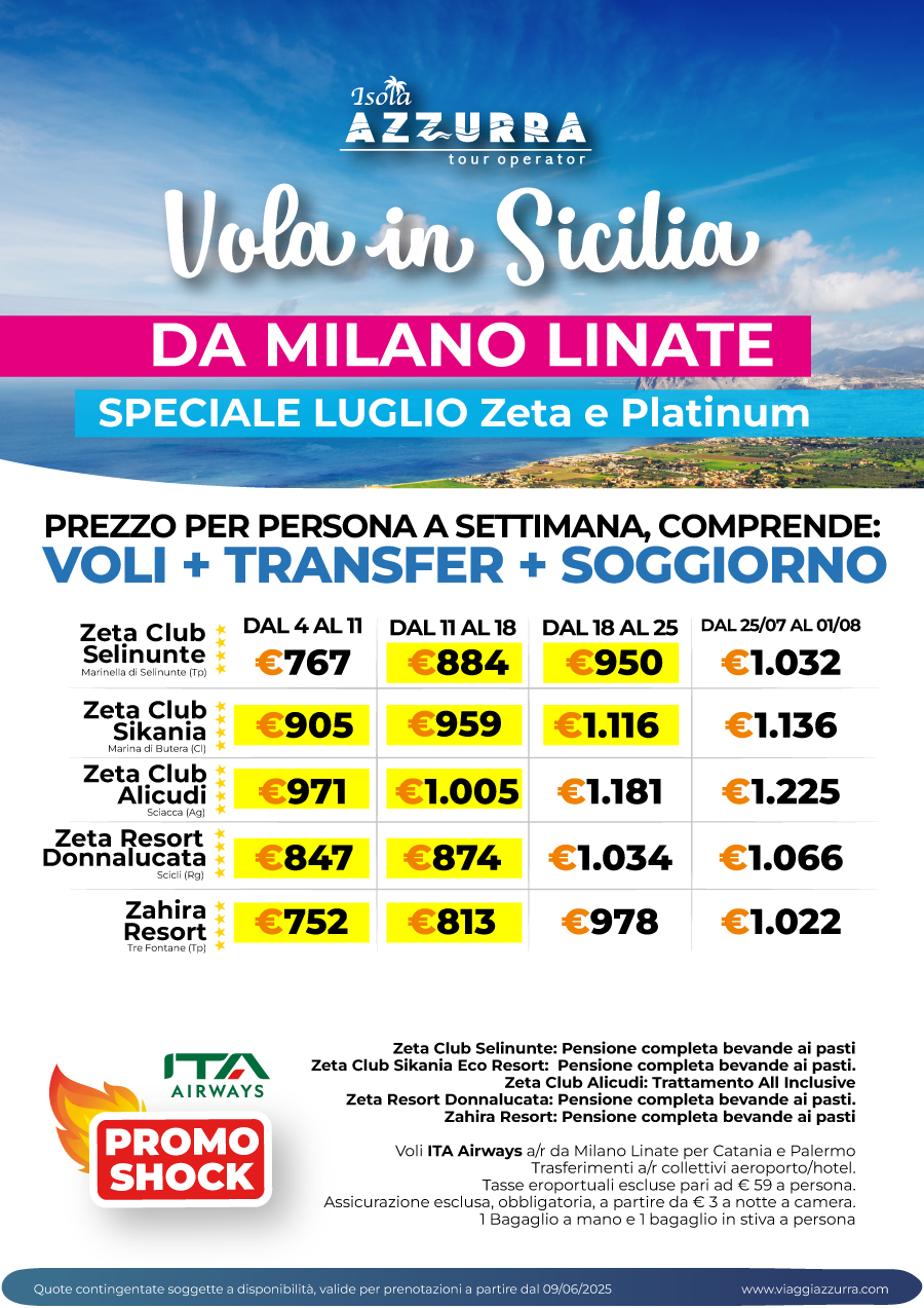 Vola a Luglio in Sicilia