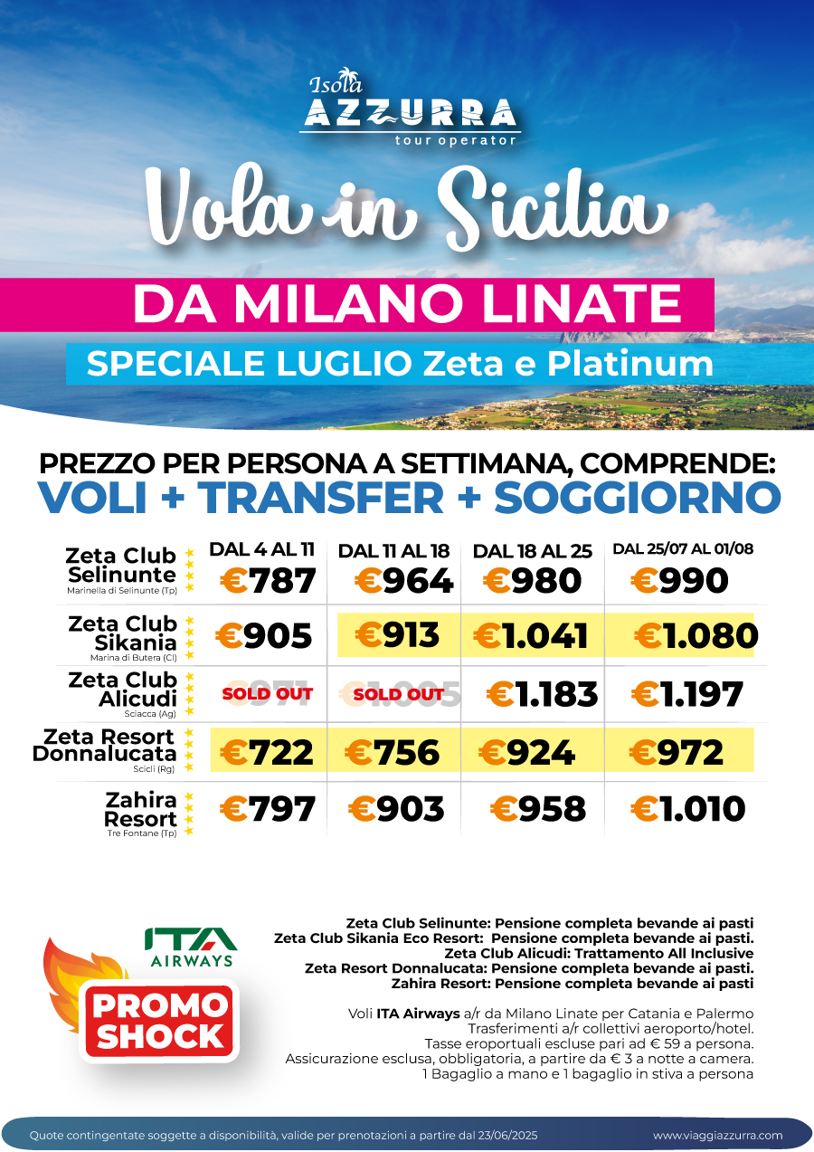 Vola a Luglio in Sicilia