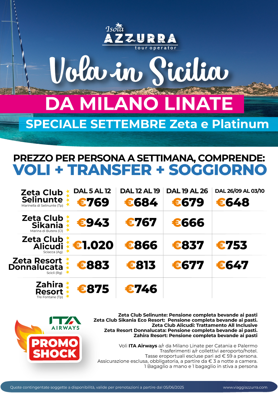 Vola a Settembre in Sicilia