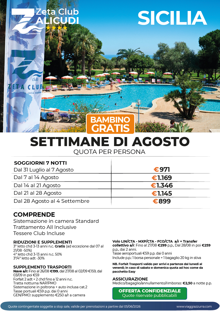 SETTIMANE DI AGOSTO - ZETA CLUB ALICUDI