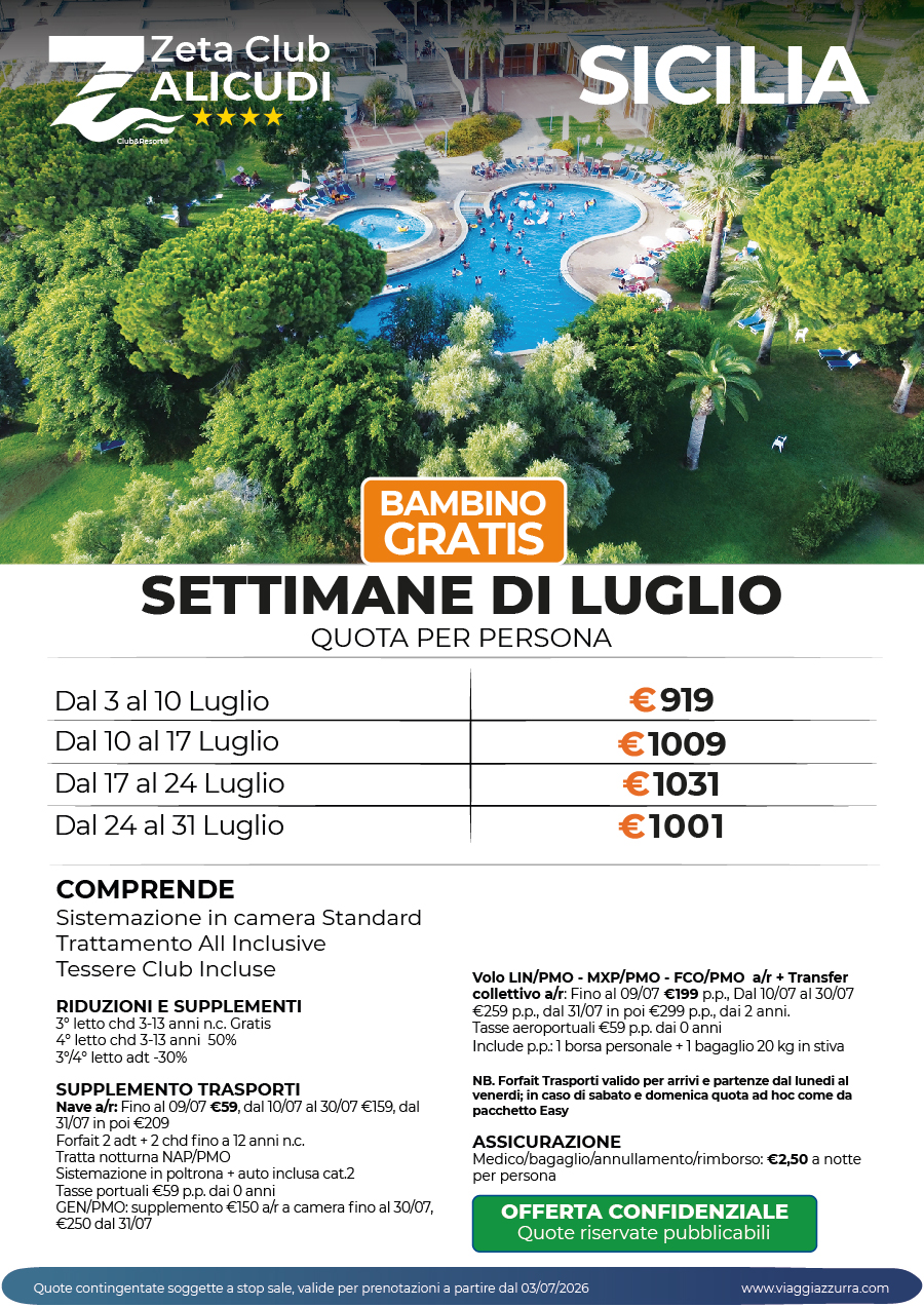 SETTIMANE DI LUGLIO - ZETA CLUB ALICUDI