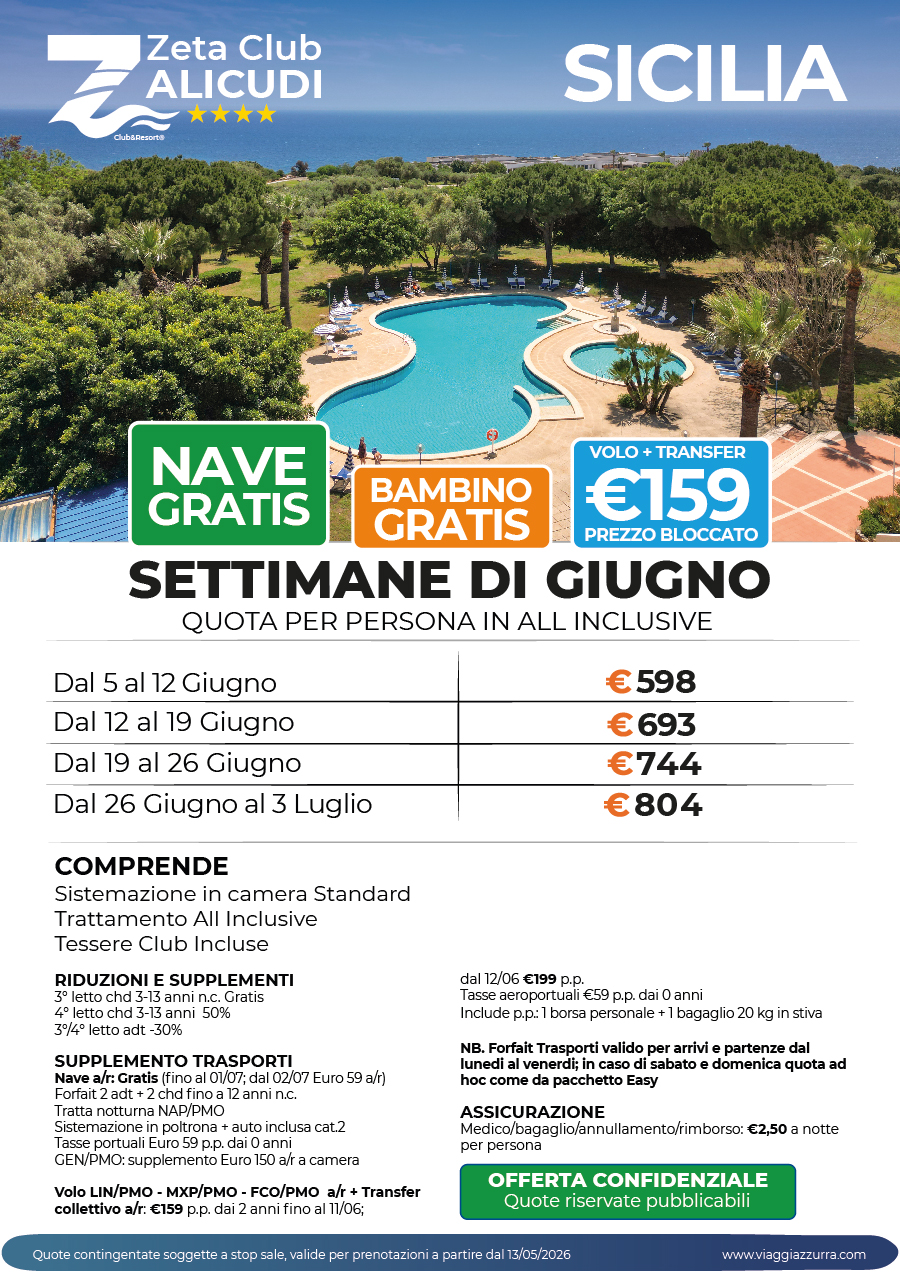 SETTIMANE DI GIUGNO - ZETA CLUB ALICUDI