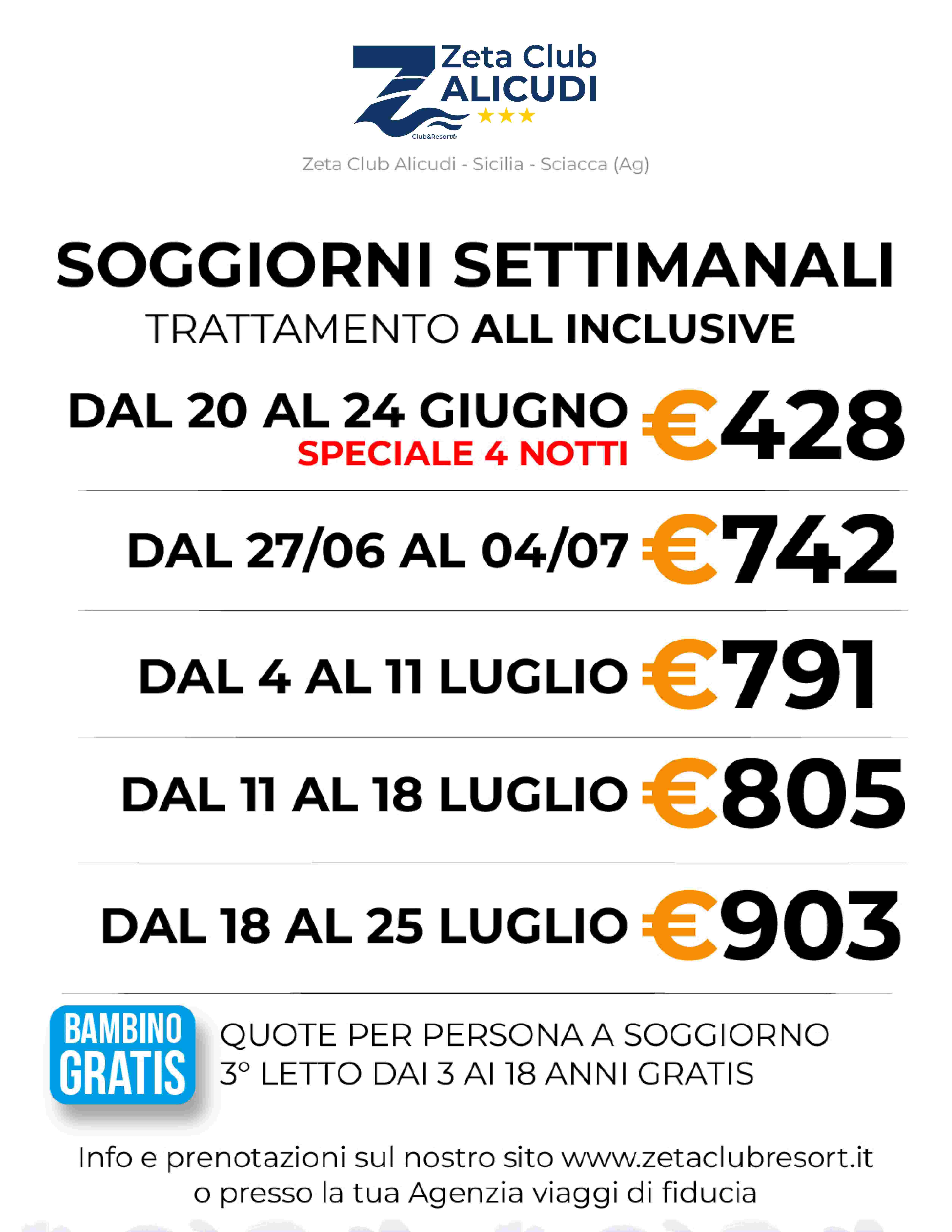 Promo shock soggiorni settimanali - Zeta club alicudi 